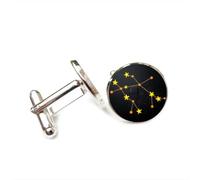 Boutons de manchette, Bracelet Porte-Bonheur Gemini En Métal Texturé, Idéal Comme Cadeau Pour Un Ami Ou Un Père (Mariage, Fête, Bal De Promo), Avec Boucle De Manchette Personnalisée Représentan