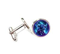 Boutons de manchette, Bracelet Porte-Bonheur Personnalisé Avec Boucle De Manchette, Motif Bovin, Ciel Nocturne, Néon Cyber, Signe Du Zodiaque Taureau. Accessoire De Chemise Idéal Pour Un Comptable,
