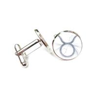 Boutons de manchette, Bracelet Porte-Bonheur Personnalisé Avec Boucle De Manchette, Symbole Dynamique Du Taureau Argenté, Nébuleuse, Douze Signes Du Zodiaque. Accessoire De Chemise Idéal Pour Un C