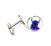 Boutons de manchette, Bracelet Porte-Bonheur Personnalisé « Buttle Fierce Totem Technology Cyber Neon », Inspiré Des Douze Signes Du Zodiaque Taureau. Accessoire De Chemise Idéal Pour Un Co