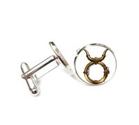 Boutons de manchette, Bracelet Porte-Bonheur Rétro Style Steampunk Corrodé, Orné Du Symbole Du Taureau Et Représentant Les Douze Signes Du Zodiaque. Accessoire De Chemise Idéal Comme Cadeau Pour