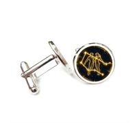 Boutons de manchette, Cadeau Porte-Bonheur Cyber Néon Avec Les Gémeaux, Symbole Magique, Idéal Pour Un Ami. Douze Signes Du Zodiaque, Personnalisables. Boucle De Manchette, Accessoire De Chemis