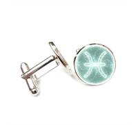Boutons de manchette, Cadeau Porte-Bonheur Inspiré De La Nébuleuse Des Poissons, De L'Intrication Quantique Et Des Douze Signes Du Zodiaque Des Poissons. Boucle De Manchette Personnalisée, Accessoi