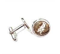 Boutons de manchette, Cadeau Porte-Bonheur Steampunk Avec Double Étoile De Poisson En Poissons, Symbole Du Zodiaque Des Douze Poissons, Boucle De Manchette Personnalisée, Accessoire De Chemise, Cade