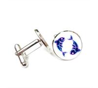 Boutons de manchette, Cadeau Punk Cyber Néon Avec Un Totem De Poisson Poissons, Symbole Des Douze Signes Du Zodiaque Poissons, Boucle De Manchette Porte-Bonheur Personnalisée, Accessoire De Chemise,