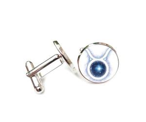Boutons de manchette, Cadeau Symbole Du Taureau : Intrication Quantique, Les Douze Signes Du Zodiaque Du Taureau, Boucle De Manchette Porte-Bonheur Personnalisée, Accessoire De Chemise Idéal Pour U
