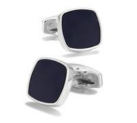 Boutons de manchette carrés noirs et dorés classiques pour homme, mariage, affaires, marié, témoin, 1,7 x 1,7 cm, laiton, 1.7*1.7cm, Laiton, Pas de gemme