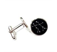Boutons de manchette, Carte Du Ciel Argentée Gémeaux, Topologie Unique, Porte-Bonheur, Pour Un Ami. Douze Signes Du Zodiaque, Boucle De Manchette Personnalisée, Accessoire De Chemise, Cadeau Pour U