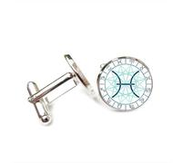 Boutons de manchette, Carte Du Zodiaque Poissons, Boussole À Rayures, Cadeau Porte-Bonheur Cyber Neon, Douze Signes Du Zodiaque Poissons, Boucle De Manchette Personnalisée, Accessoire De Chemise