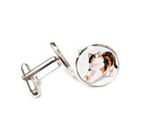 Boutons de manchette, Chat À Rayures Colorées, Regardant Vers Le Haut, Prêt À Bondir, Boucle De Manchette Personnalisée, Accessoire De Chemise Scintillante, Cadeau Pour Comptable, Patron, Mariage