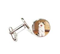 Boutons de manchette, Chat Rayé Riant Aux Éclats, Gueule Ouverte, Heureux, Boucle De Manchette Personnalisée, Accessoire De Chemise Scintillante, Cadeau Pour Comptable, Patron, Mariage, Bal De Prom