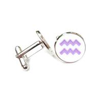 Boutons de manchette, Circuit Imprimé À Points Violets, Signe Du Zodiaque Verseau, Boucle De Manchette Personnalisée, Accessoire De Chemise, Pour Un Comptable, Un Patron, Un Homme D'Affaires, Un Ma
