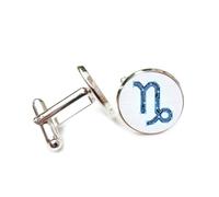 Boutons de manchette, Circuit Imprimé Avec Symbole Du Capricorne Bleu, Lignes Et Points, Signe Du Zodiaque Capricorne, Boucle De Manchette Personnalisée, Accessoire De Chemise, Cadeau Pour Comptable
