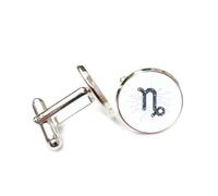 Boutons de manchette, Circuit Imprimé Avec Symbole Du Capricorne Bleu, Lignes Et Points, Signe Du Zodiaque Capricorne, Boucle De Manchette Personnalisée, Accessoire De Chemise, Cadeau Pour Comptable