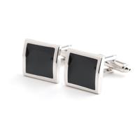 Boutons de manchette classiques de tailcoat de boîte-cadeau, utilisés pour les mariages des hommes Boutons de manchette pour l'emballage de boîte-cadeau d'hommes, place noire argentée