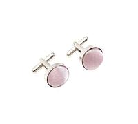 Boutons de manchette classiques en métal argenté satiné uni, rose, taille unique