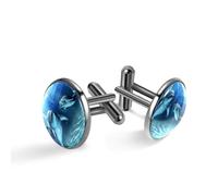 Boutons de manchette classiques noirs pour homme, motif dauphins, pour costume, chemise, mariage, affaires, anniversaire, cadeau