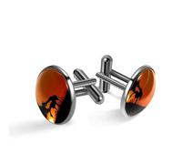 Boutons de manchette classiques noirs pour homme, motif girafes coucher de soleil, photographe, nature, pour costume, chemise, mariage, affaires, anniversaire, cadeau