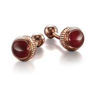 Boutons De Manchette Colibri Hamilton Pour Homme - Design Avec Incrustation De Pierre De Jaspe Rouge - Fermeture Arrière Pivotante - Acier Inoxydable Poli Avec Finition Or Rose - Coffret Cadeau