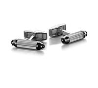Boutons De Manchette Colibri Targa Pour Homme - Avec Incrustations De Pierre D'Onyx Noir - Fermeture Arrière Pivotante - Acier Inoxydable Poli Avec Finition En Acier Noir - Coffret Cadeau