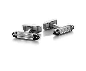 Boutons De Manchette Colibri Targa Pour Homme - Avec Incrustations De Pierre D'Onyx Noir - Fermeture Arrière Pivotante - Acier Inoxydable Poli Avec Finition En Acier Noir - Coffret Cadeau