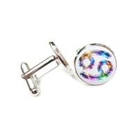 Boutons de manchette, Cristal D'Énergie Au Design Coloré Et Symbolique, Représentant Le Cancer Et Les Douze Signes Du Zodiaque. Boucle De Manchette Personnalisée, Accessoire De Chemise Idéal Comm