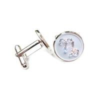 Boutons de manchette, Cristal Énergétique Orné D'Un Éclair Scintillant, Symbole Du Capricorne. Boucle De Manchette Représentant Les Douze Signes Du Zodiaque Du Capricorne. Accessoire De Chemise,