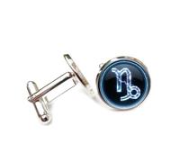 Boutons de manchette, Cristal Énergétique Orné D'Un Éclair Scintillant, Symbole Du Zodiaque Capricorne, Boucle De Manchette, Accessoire De Chemise, Pour Un Comptable, Un Patron, Un H