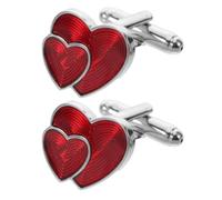 Boutons de Manchette Cœur Rouge en Laiton Métal pour Homme | Style Romantique Élégant, pour Costume et Chemise à Poignets Mousquetaires, Présent Saint-valentin