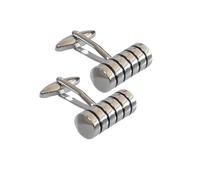 Boutons de manchette cylindriques simples en métal pour homme - Boutons de manchette en laque cuite - A, taille unique, Métal, Pas de gemme