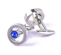 Boutons de manchette de chemise pour hommes et femmes Banquet d'affaires Discours de mariage Cadeaux Boutons de manchette en cristal bleu métal de haute qualité (Couleur : Bleu, Taille : Comme indiqué) (Bleu comme indiqué)