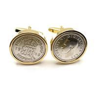 Boutons de manchette de qualité supérieure 1942 pour un 83e anniversaire de 6 pence HT GLD, petit, argent, autre type de fermoir