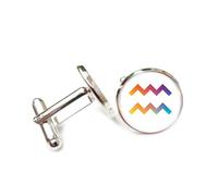 Boutons de manchette, Dégradé De Couleurs Arc-En-Ciel, Diffraction Spectrale, Signe Du Verseau (Douze Signes Du Zodiaque), Boucle De Manchette Personnalisée, Accessoire De Chemise, Pour Comptable,