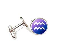 Boutons de manchette, Diffraction Spectrale À Dégradé De Couleurs Assorti, Signe Du Verseau (Douze Signes Du Zodiaque), Boucle De Manchette Personnalisée, Accessoire De Chemise, Pour Comptable, Pa