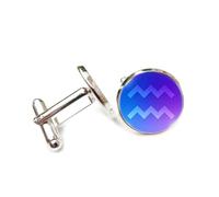 Boutons de manchette, Diffraction Spectrale À Dégradé De Couleurs Assorti, Signe Du Verseau (Douze Signes Du Zodiaque), Boucle De Manchette Personnalisée, Accessoire De Chemise, Pour Comptable, Pa
