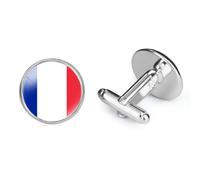 Boutons De Manchette Drapeau Circulaire,Boutons De Manchette Circulaires Rayé Drapeau Français Accessoires De Costume De Chemise Boutons De Manchette Français Garçons D'Honneur Bijoux Pour Ho