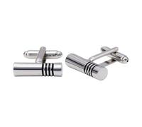 Boutons de manchette drôles en forme de cylindre pour hommes à rayures émaillées noires boutonnière de manche