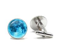 Boutons de manchette éclipse lunaire pour homme, cabochon en verre de 16 mm, cadeau pour collectionneur passionné d'astronomie,Couleur 8,Taille unique