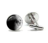 Boutons de manchette éclipse lunaire pour homme, cabochon en verre de 16 mm, cadeau pour collectionneur passionné d'astronomie,Couleur 6,Taille unique
