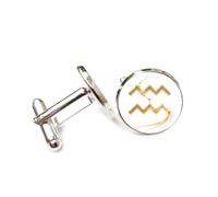 Boutons de manchette, Effet De Traînée D'Étoiles Dynamique, Flux De Particules, Signe Du Verseau (Douze Signes Du Zodiaque), Boucle De Manchette Personnalisée, Accessoire De Chemise, Cadeau Pour C