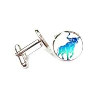 Boutons de manchette, Élégant Totem De Bétail, Lignes Dégradées, Style Art De La Faille, Taureau, Douze Signes Du Zodiaque, Boucle De Manchette Porte-Bonheur Personnalisée, Accessoire De Chemise