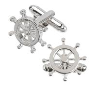 Boutons de Manchette Élégants Ambiance Noël Navire, Cuivre Argenté | Fixations Décoratives pour Chemise, Style Créatif et Confortable, Lot 1Pair, Homme
