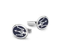 Boutons de Manchette emblème Maserati Plaqué Chromé et émail Bleu