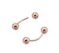Boutons de manchette en acier inoxydable à double extrémité, sans boules, boutons de manchette sphériques plaqués sous vide, taille unique, Métal, Pas de gemme
