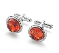 Boutons De Manchette En Argent Sterling 925 Pour Hommes Avec Ambre Et Coffret Chic