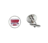 Boutons de manchette en cabochon en verre « He Will Be Back 2024 » - Collection Trump - Bijoux pour homme et femme - Cadeau pour mari