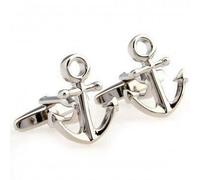 Boutons de Manchette en forme de Ancre de Bateau, Plaqué Chromé - Unisex