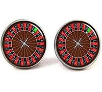 Boutons de manchette en forme de jeu de roulette de casino - Cadeau personnalisé pour marié - Idée cadeau, 16, Verre, Amazonite