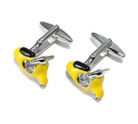 Boutons de manchette en forme de moto pour hommes, en émail, emballage en boîte,Couleur jaune clair,1 paire