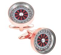 Boutons de manchette en forme de roue de roulette pour homme avec boîte cadeau Or rose, normal, Métal, Sans pierre précieuse